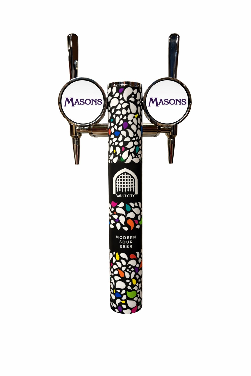 Harry Mason Beta two-way beer font with Vault City custom vinyl wrap and chrome taps