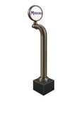 12-inch LED Lense walking stick, antique-brass, Clamp On with black base, identical plated unit to Through the Bar