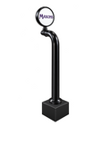 12-inch LED Lense walking stick, black, Clamp On with black base, identical plated unit to Through the Bar