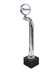 12-inch LED Lense walking stick, chrome, Clamp On with black base, identical plated unit to Through the Bar