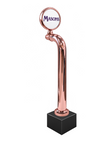 12-inch LED Lense walking stick, copper, Clamp On with black base, identical plated unit to Through the Bar