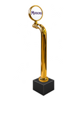 12-inch LED Lense walking stick, gold, Clamp On with black base, identical plated unit to Through the Bar