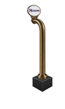 12-inch Oval Lollipop walking stick, antique-brass, Clamp On with black base, identical plated unit to Through the Bar