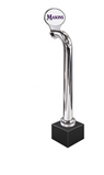 12-inch Oval Lollipop walking stick, chrome, Clamp On with black base, identical plated unit to Through the Bar