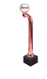 12-inch Oval Lollipop walking stick, copper, Clamp On with black base, identical plated unit to Through the Bar