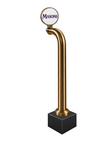 12-inch Round Lollipop walking stick, antique-brass, Clamp On with black base, identical plated unit to Through the Bar