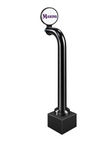 12-inch Round Lollipop walking stick, black, Clamp On with black base, identical plated unit to Through the Bar