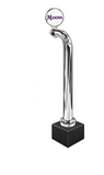 12-inch Round Lollipop walking stick, chrome, Clamp On with black base, identical plated unit to Through the Bar