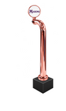12-inch Round Lollipop walking stick, copper, Clamp On with black base, identical plated unit to Through the Bar