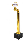 12-inch Round Lollipop walking stick, gold, Clamp On with black base, identical plated unit to Through the Bar