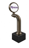 8-inch Slimline Antique Brass clamp-on with LED Masons badge, matte brushed bend