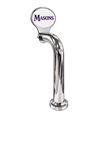 8-inch Slimline Oval Lollipop, chrome, through-the-bar, Masons logo