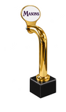 8-inch Slimline oval, gold, Clamp On, standard black pedestal