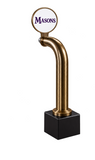 8-inch Slimline round, antique-brass, Clamp On, standard black pedestal
