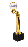 8-inch Slimline round, gold, Clamp On, standard black pedestal