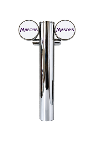 Two-Way Beta Beer Font in chrome finish on transparent background