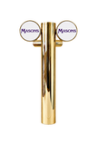Two-Way Beta Beer Font in gold finish on transparent background