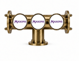 Brewhouse 3-way Lowline T-bar in antique brass through mounting with Masons badge logos