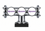 Brewhouse 3-way Lowline T-bar in chrome clamp mounting with Masons badge logos