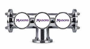 Brewhouse 3-way Lowline T-bar in chrome through mounting with Masons badge logos