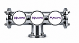 Brewhouse 3-way Lowline T-bar in chrome through mounting with Masons badge logos
