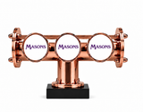 Brewhouse 3-way Lowline T-bar in copper clamp mounting with Masons badge logos