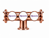 Brewhouse 3-way Lowline T-bar in copper through mounting with Masons badge logos