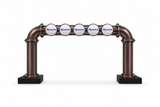 Brewhouse 5-way bridge in brushed Antique Copper, Clamp On with black bases, Masons badges, shown without taps or handles