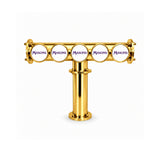 Harry Mason Brewhouse 5-way T-bar in gold with Masons badges, through-the-bar mounting, shown without taps