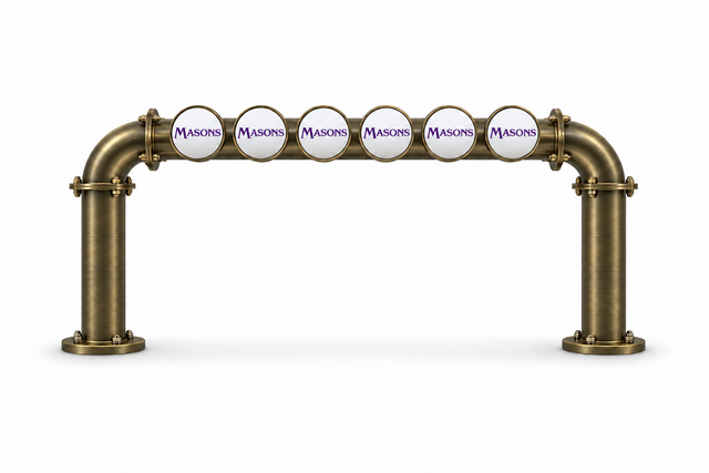 Brewhouse 6-way bridge antique-brass, Through the Bar, Masons badges, without taps or handles