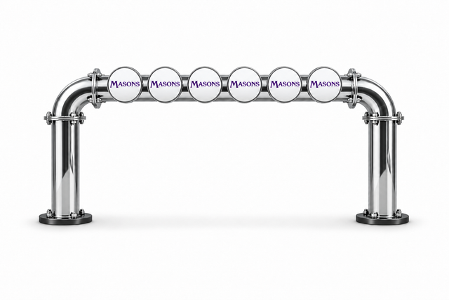 Brewhouse 6-way bridge chrome, Through the Bar, Masons badges, without taps or handles
