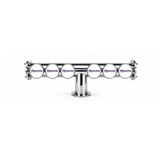 Harry Mason Brewhouse 6-way Lowrider in chrome, through-the-bar mounting, with Masons logos
