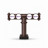 Brewhouse 4-way T-bar in brushed Antique Copper, clamp-on with black base mounting