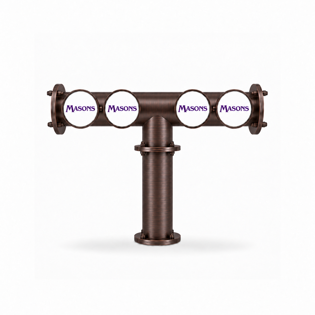 Brewhouse 4-way T-bar in brushed Antique Copper, through-the-bar mounting