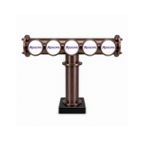 Brewhouse 5-way T-bar in brushed Antique Copper, clamp-on with black base mounting