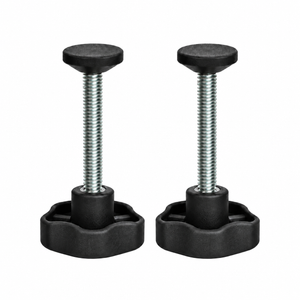 Complete pair of fully threaded beer-engine clamping stud assemblies with black pressure pads