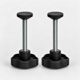Complete pair of fully threaded beer-engine clamping stud assemblies with black pressure pads