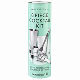 Eight-piece cocktail making kit in mint-green presentation tube
