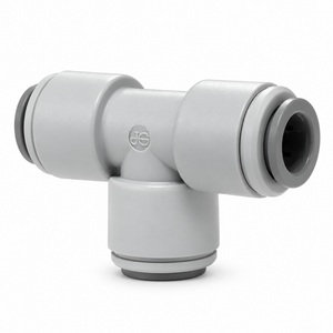 Grey 3/16-inch equal tee push-fit connector