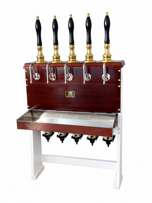 Five-pull cabinet beer engine on a white background