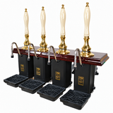 Four-pull beer engine – brass and mahogany with cream ceramic handles