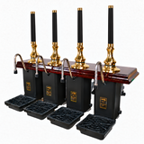 Four-pull beer engine – brass and mahogany with straight black handles