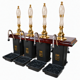 Four-pull beer engine – brass and mahogany with white crackled truncheon handles