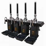 Four-pull beer engine in chrome and black with straight black handles
