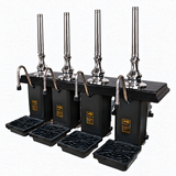 Four-pull beer engine in chrome and black with straight chrome handles