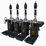 Four-pull beer engine – chrome and black, wooden truncheon