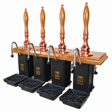 Four-pull beer engine in copper and oak with oak handles