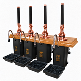 Four-pull beer engine – copper and oak, straight black