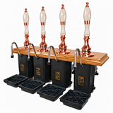 Four-pull beer engine – copper and oak, white crackled truncheon handle