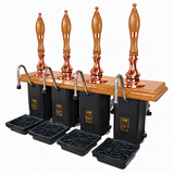Four-pull beer engine – copper and oak, wooden truncheon